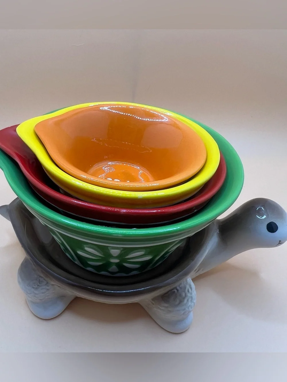 Cracker Barrel Ceramic Turtle Stacking Measuring Cups